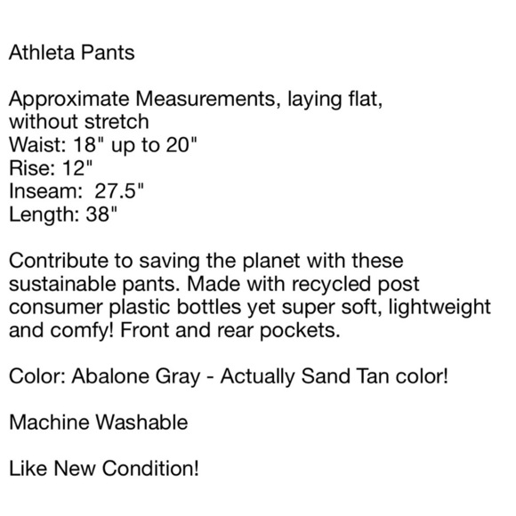 Athleta Brooklyn High Rise Off White Sustainable Athletic Pants Pockets Size 14 - Picture 7 of 10